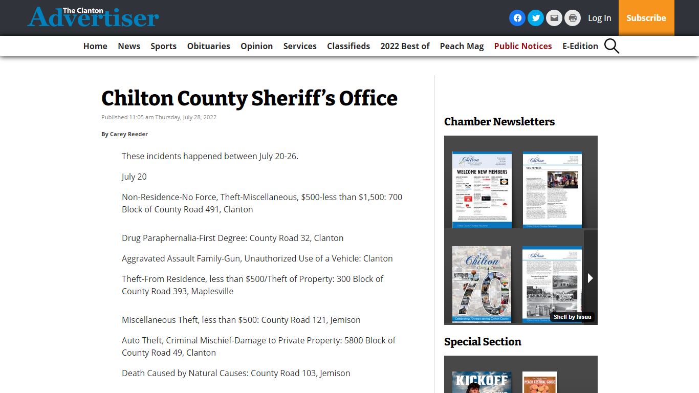 Chilton County Sheriff’s Office - The Clanton Advertiser